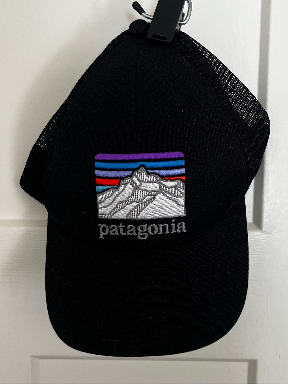 Patagonia Black Trucker Cap with Mountain Patch